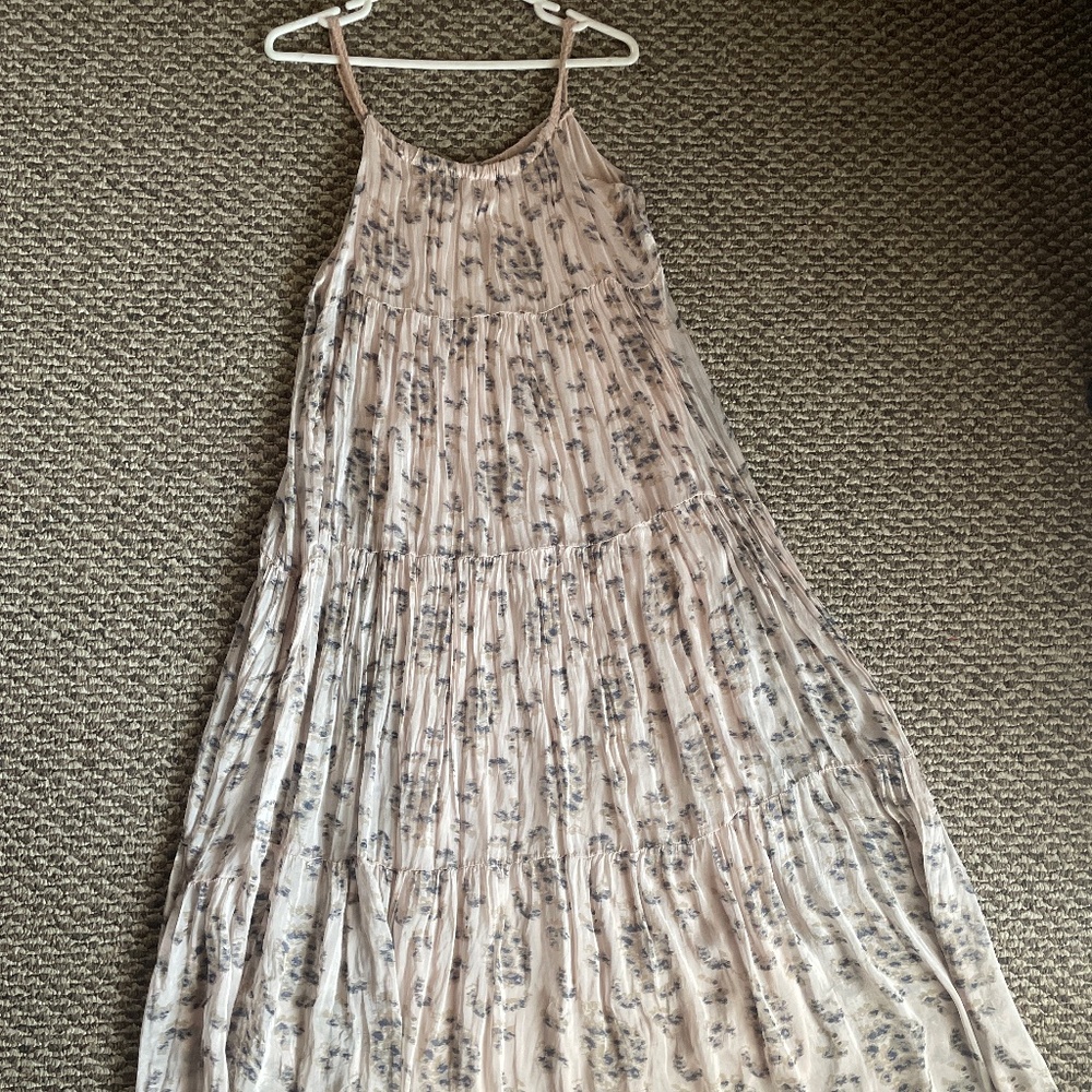 Blush Long Dress with Sheer Overlay
